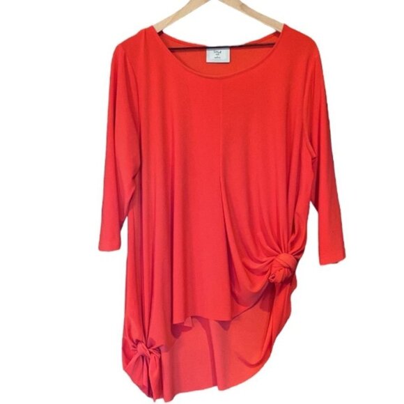 Chalet et cici Asymmetrical Lagenlook Tunic Top Red Large - Picture 1 of 8
